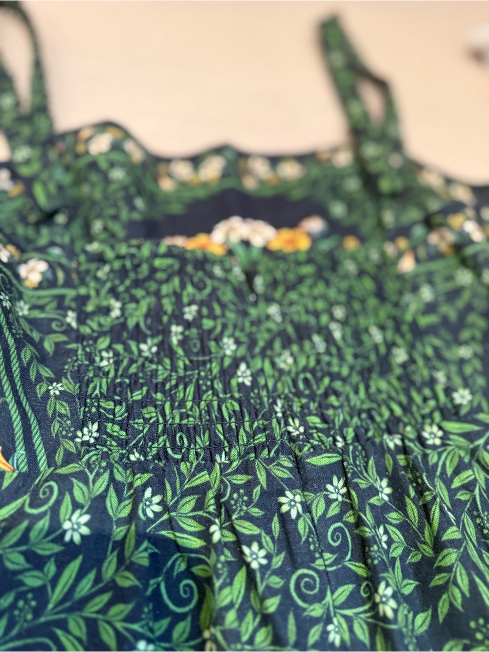 Floral Green & Black Sleeveless A-Line Dress - Picture 6 of 7